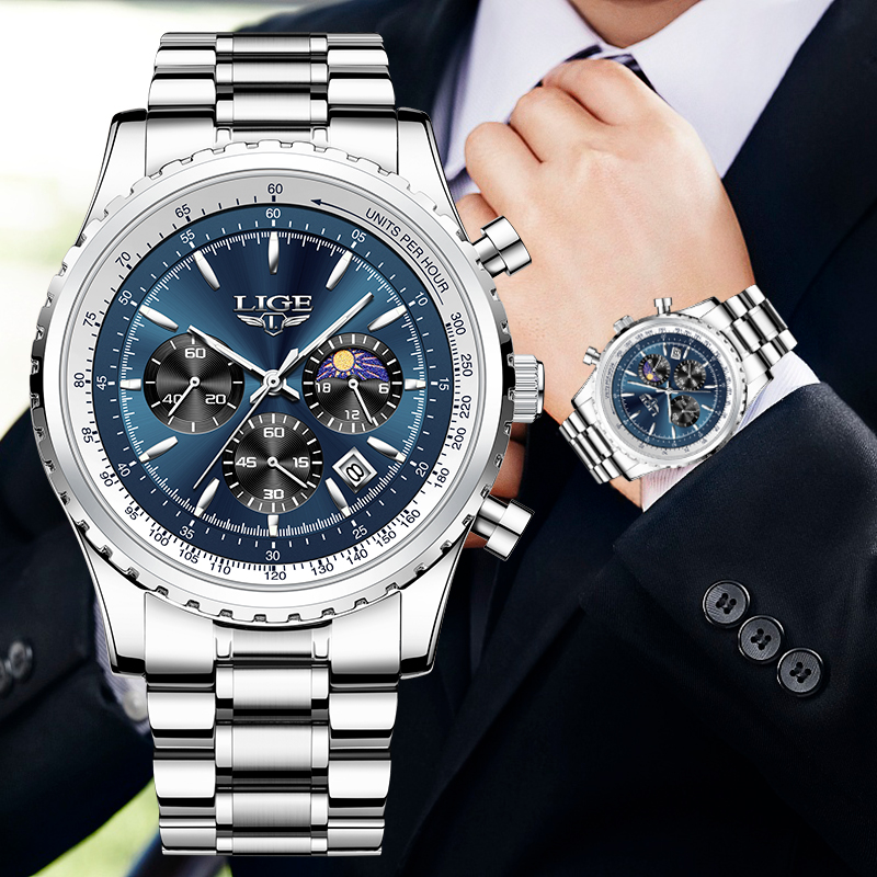 Luxury Watch Name - LIGE Brand Luxury Quartz Man Watch