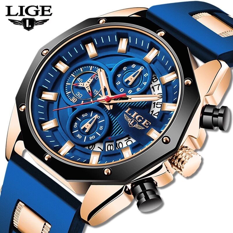 LIGE Fashion Men Watches Top B - Luxury Watch Maker recension och pris
