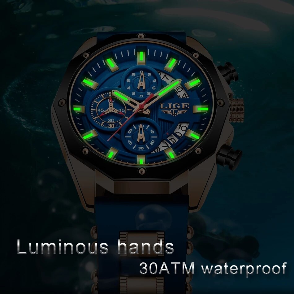 LIGE Fashion Men Watches Top B - Luxury Watch Maker recension och pris