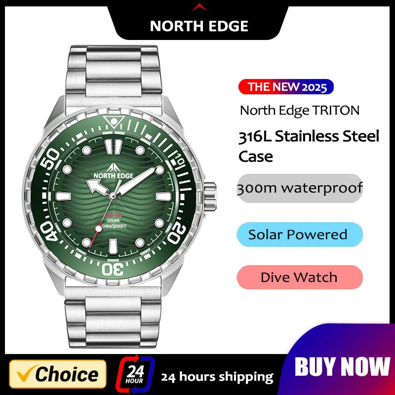 2026 New NORTH EDGE TRITON Sol - Diver Watch 300M recension och pris