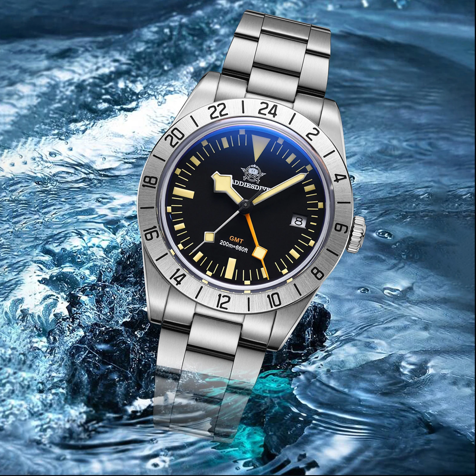 ADDIESDIVE Stainless Steel GMT - Gmt Dual Timezone Watch recension och pris