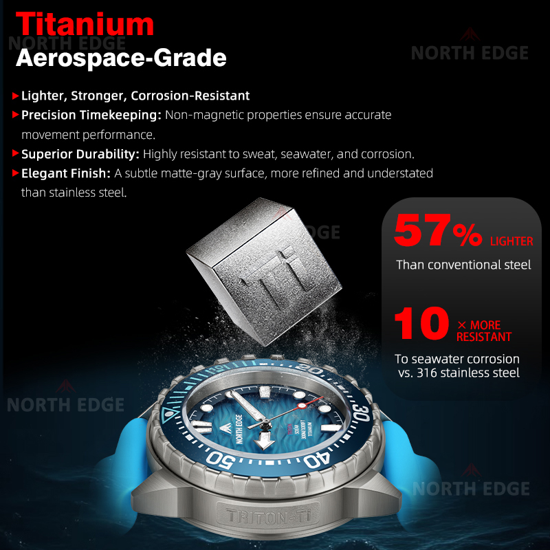 NORTH EDGE TRITON-TI Titanium  - Diver Watch 300M recension och pris